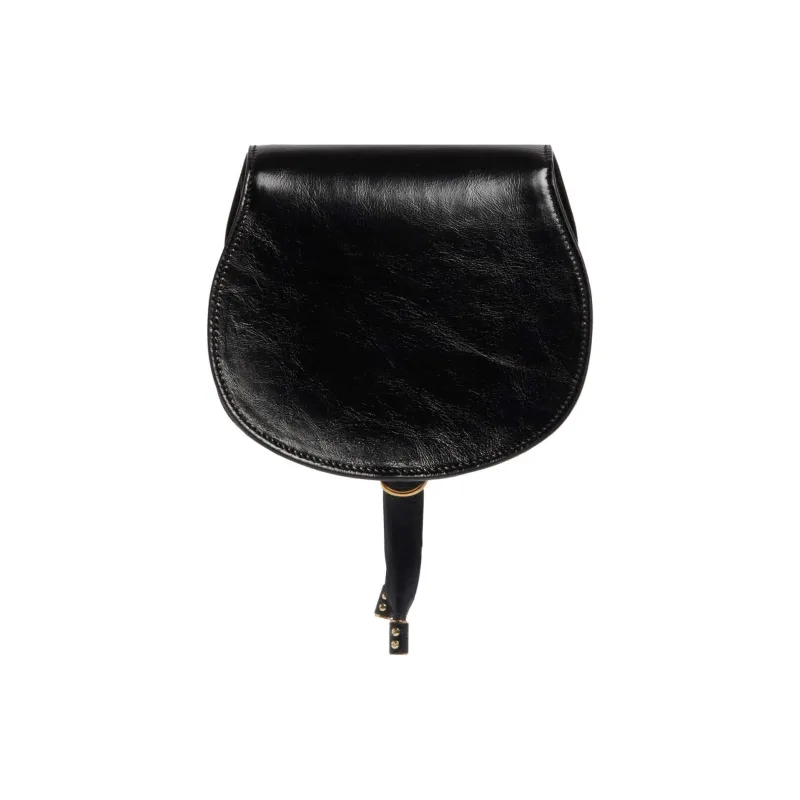 Chloe Marcie Leather Saddle Bag Crossbody Shoulder Bag Women's Black-2