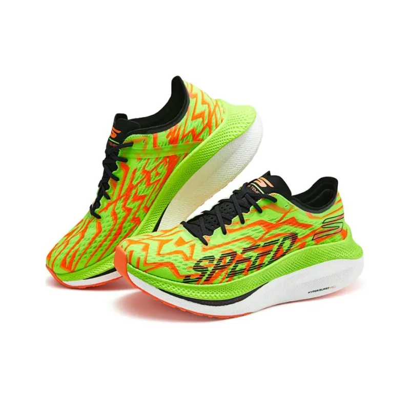 Skechers MEN'S GO Durable Breathable Low Top Marathon Running Shoes Men's Green Orange-3