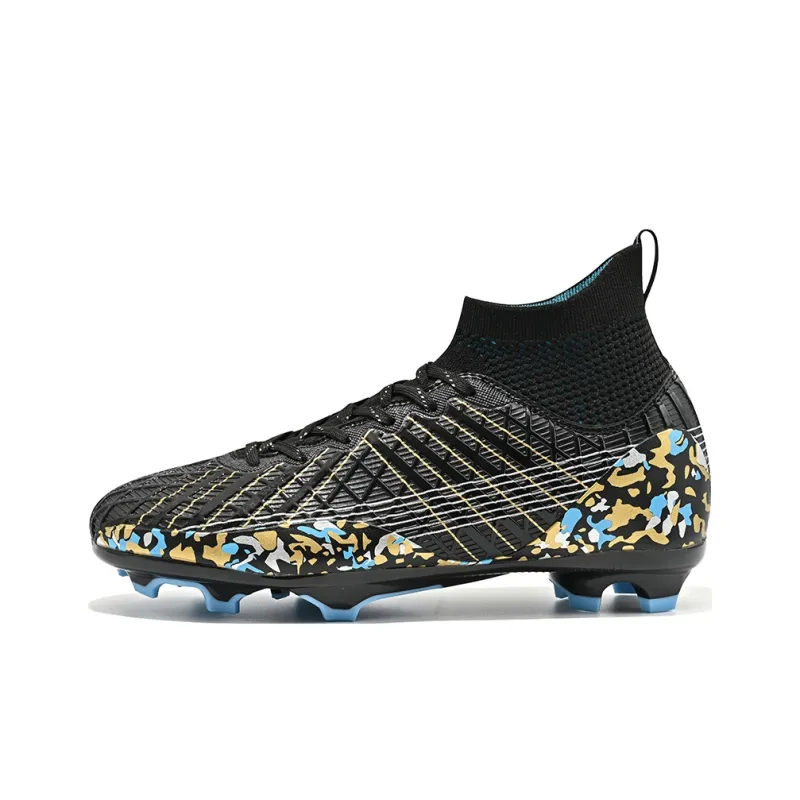 Kuding Soccer Shoes Unisex High Top White/Aqua/Black-13