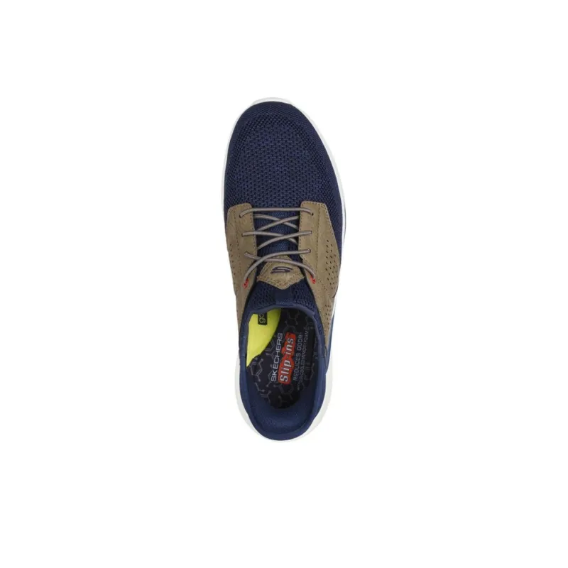 Skechers Slip Ins Non slip Lightweight Low Top Casual Shoes Men's Blue Brown-3