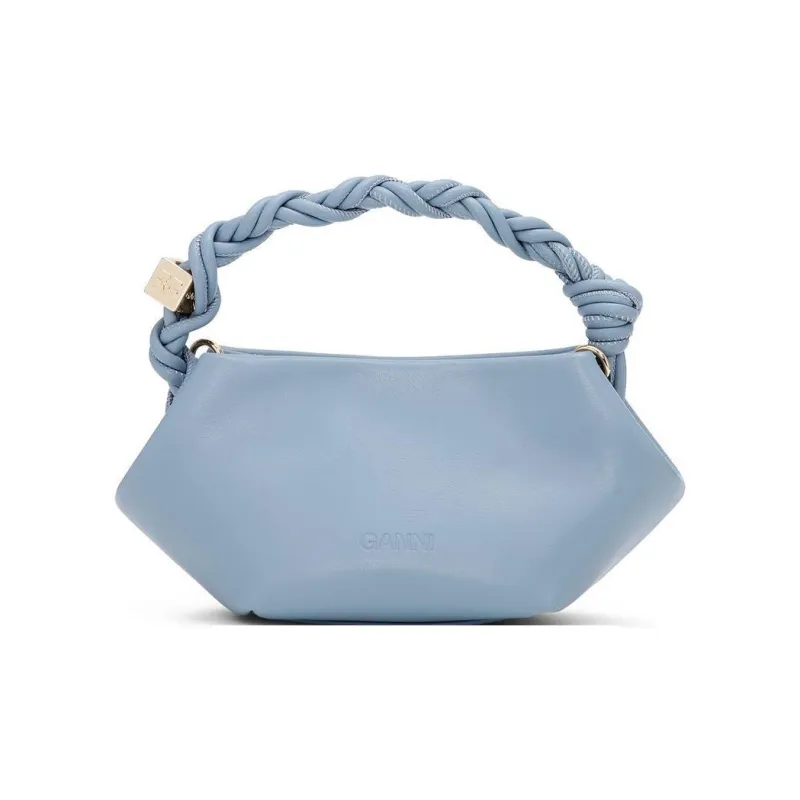 GANNI Recycled Leather Shoulder Bag Crossbody Bag Handbag Mini Women's Blue-2