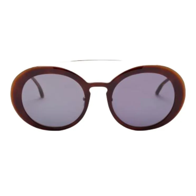 MASUNAGA Titanium Acetate Oval Sunglasses Men's Brown-1