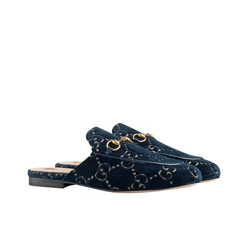 GUCCI Princetown GG Velvet Slipper-1