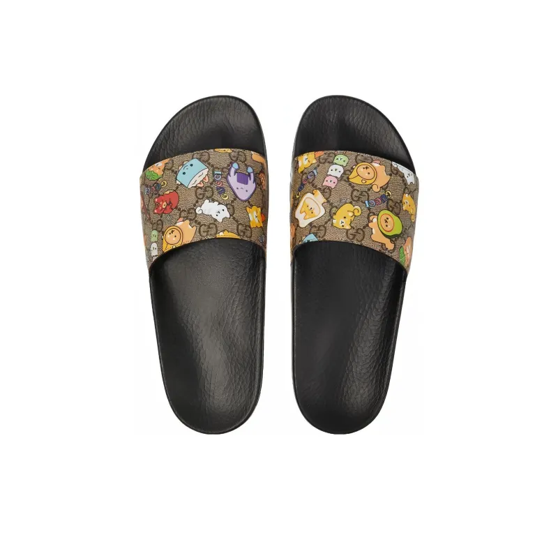 Pika Rar x GUCCI Slide Slippers Men's Black-3