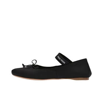 MIU MIU Logo strap Satin Ballerina Pumps