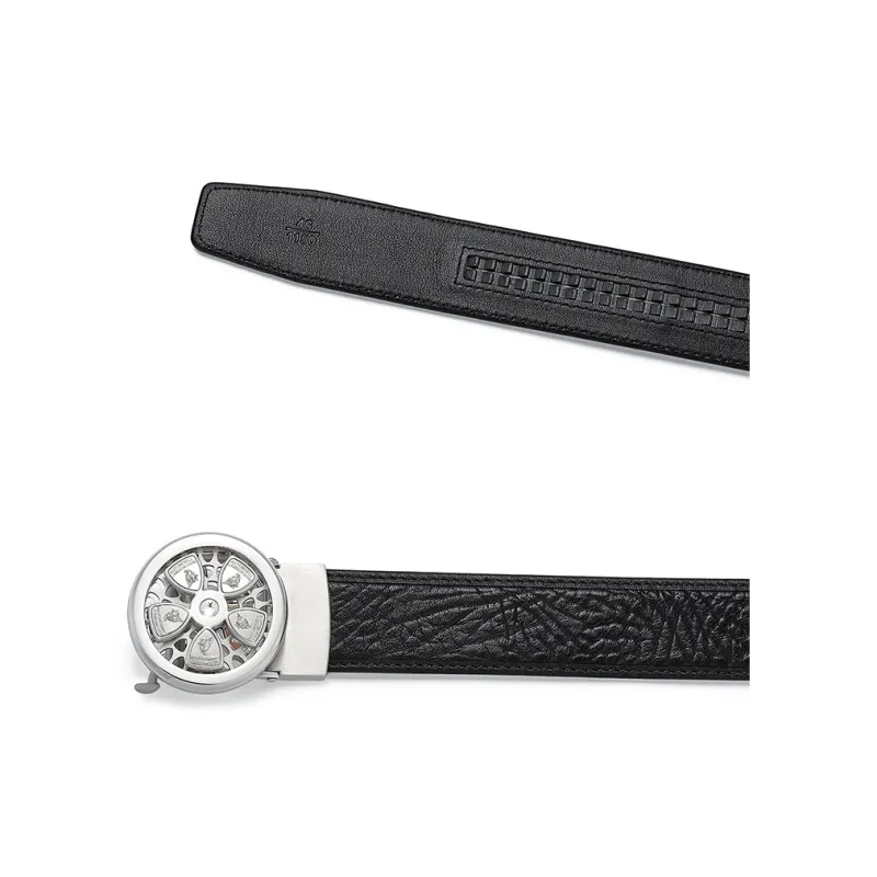 Automobili Lamborghini Top Grain Cow Leather Belt, Elegance Emotional Intelligence Belt Men's Width 3.45CM Gift Box Set-5