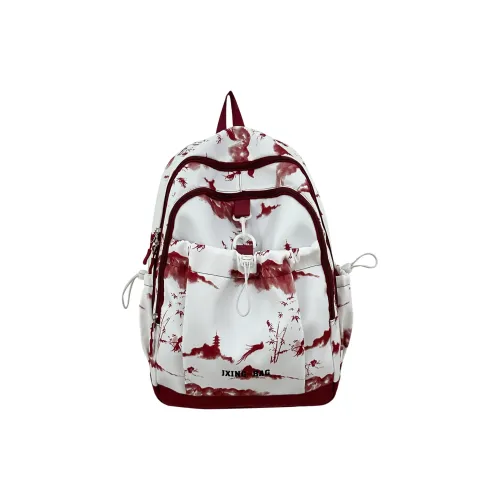 Rainbow Girl Nylon Backpack Regular Women's Red/Pink/Green/Black