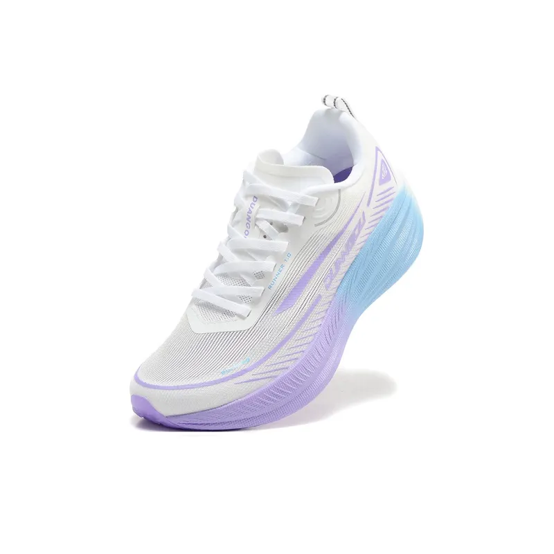 DUANGOU Cushioning Anti Slip And Wear Resistant Balance Rebound Low Top Sports Running Shoes Unisex White Purple-3