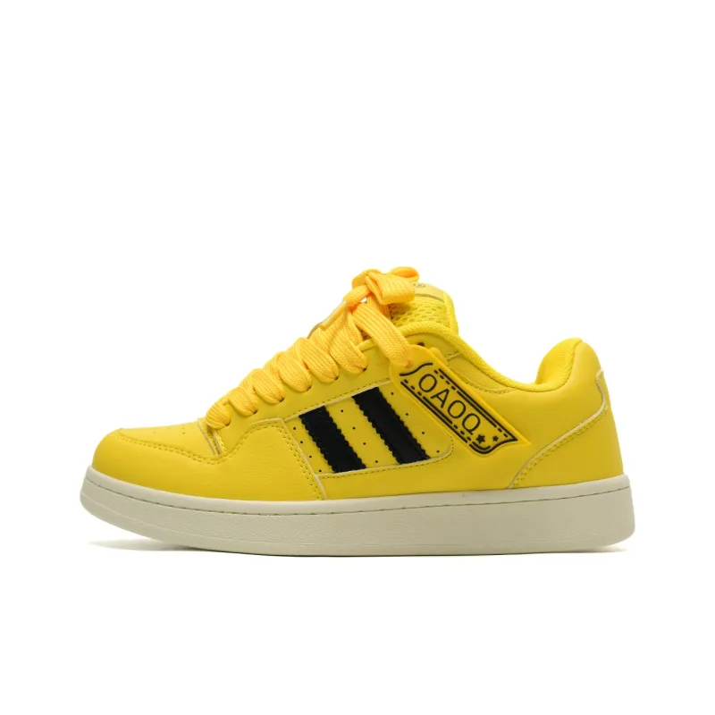 OAOQ Slip Resistant Cushioning Height Increasing Low Top Skateboard Shoes Unisex Yellow Black Box-0