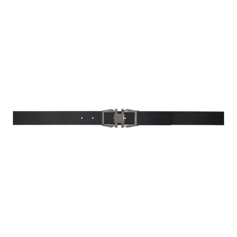 FERRAGAMO Calfskin Leather Belts Men's Black Width  3cm-1