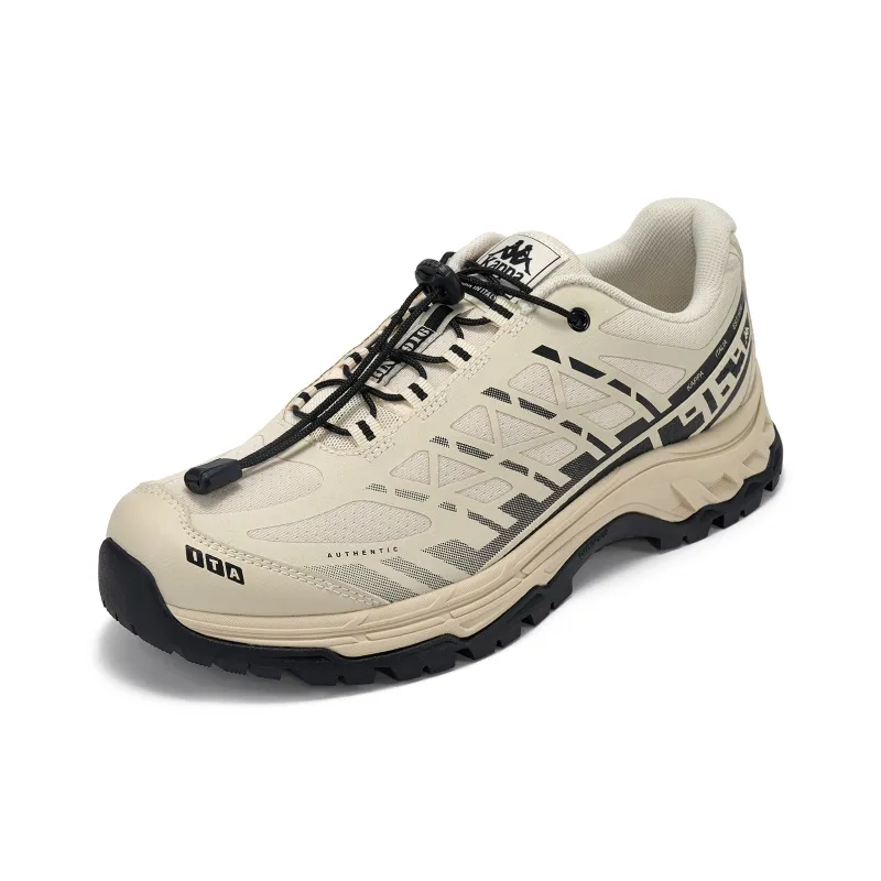Kappa Fishbone Anti Slip Wear Resistant Low Top Running Shoes Men's Cheese White/Black-2