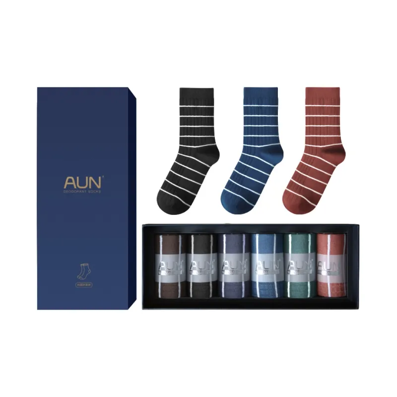 AUN Mid-Calf Socks Men's 6 Pack Mixed Color-1