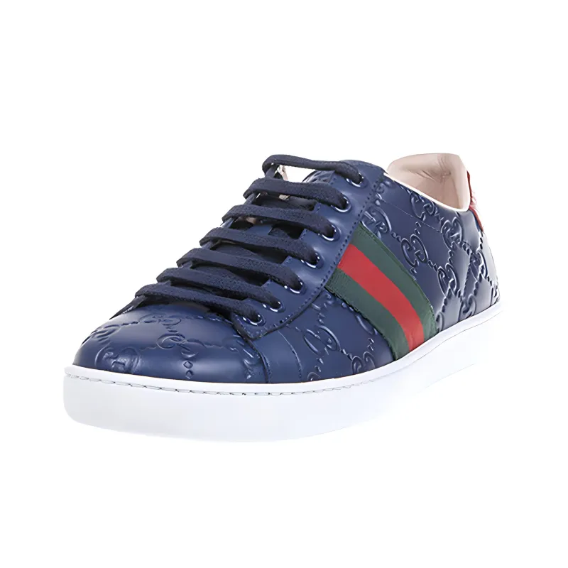 GUCCI Ace Skateboard Shoes Women's Low-Top Blue-2