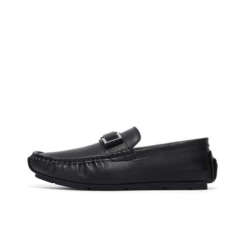 Wooden houses Gommino Loafers Men Black