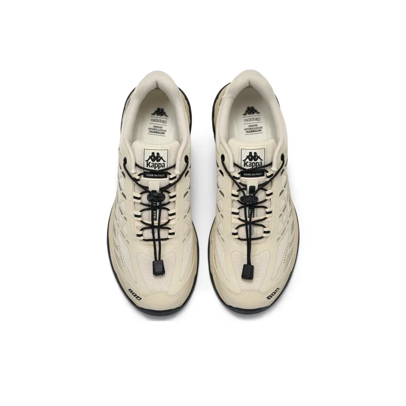 Kappa Fishbone Anti Slip Wear Resistant Low Top Running Shoes Men's Cheese White/Black-3