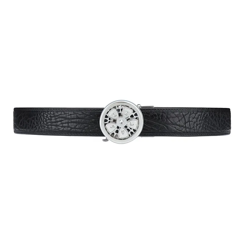 Automobili Lamborghini Top Grain Cow Leather Belt, Elegance Emotional Intelligence Belt Men's Width 3.45CM Gift Box Set-3