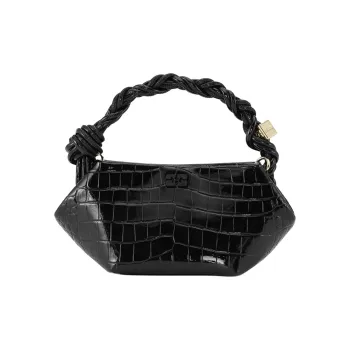 GANNI Mini Bou Croc embossed Leather Tote Bag