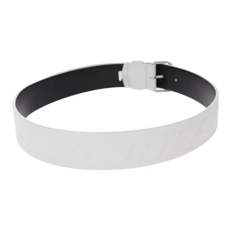 OFF-WHITE Black White Design Calfskin Leather Belts Women's White Width: 4cm-1