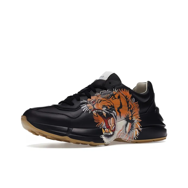 GUCCI Rhyton Tiger Print Leather Sneakers-1