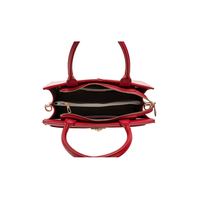 Vigno Synthetic Leather Handbag Medium Size Women's Red-4