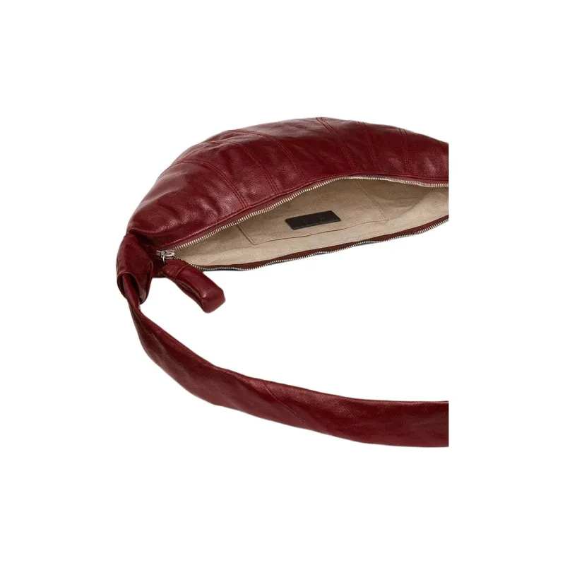 Lemaire Croissant Series Coated Cotton Crossbody Bag Shoulder Bag Medium Size Unisex Brick Red-2