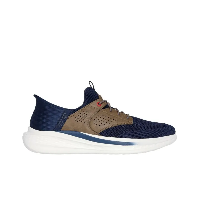 Skechers Slip Ins Non slip Lightweight Low Top Casual Shoes Men's Blue Brown-1