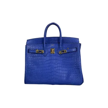 HERMES Birkin Crocodile Leather Birkin Bag One Shoulder Handbag Women's 08 Pale Blue Holy Grail Blue