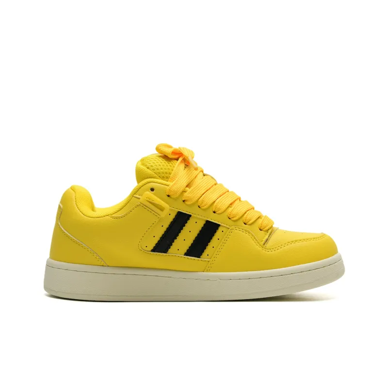 OAOQ Slip Resistant Cushioning Height Increasing Low Top Skateboard Shoes Unisex Yellow Black Box-3