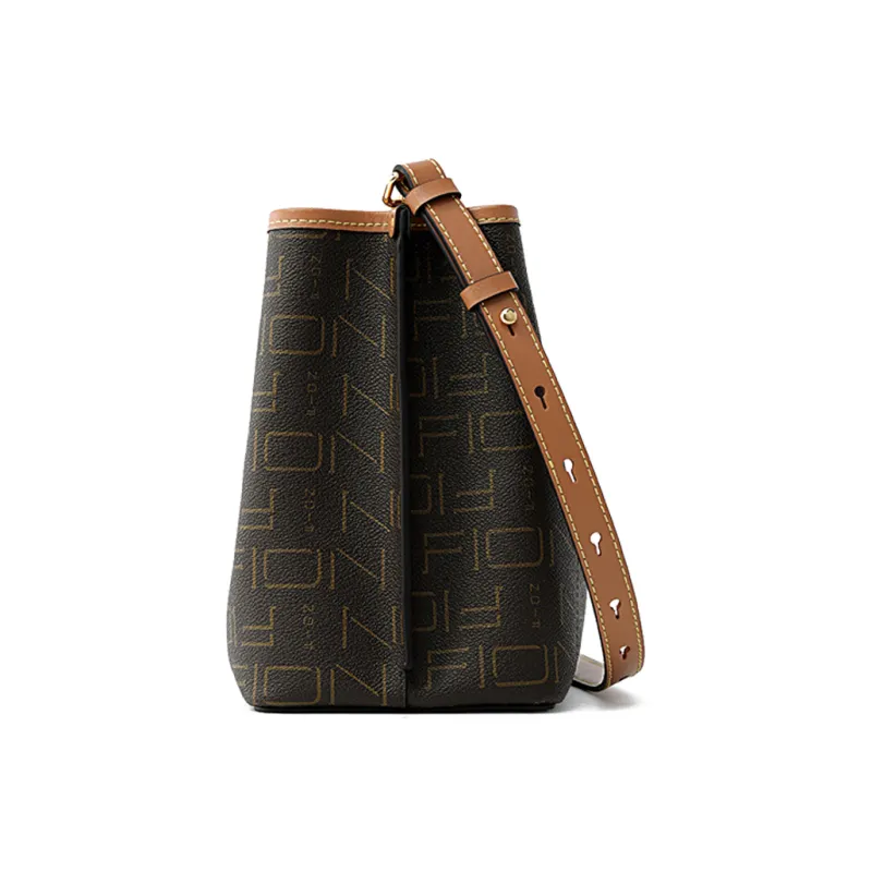 FION Artificial Leather Crossbody Bag Medium Size Women's Coffee/Tea Color-3