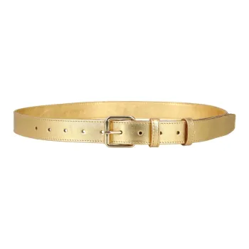 CDG Solid Color Design Cow Leather Belts Women's Gold Width  3CM
