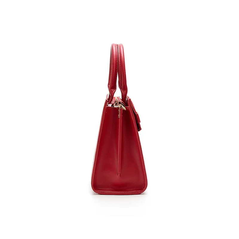 Vigno Synthetic Leather Handbag Medium Size Women's Red-2