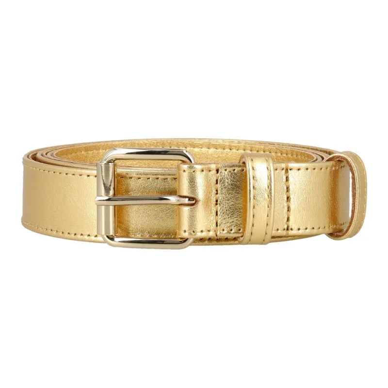 CDG Solid Color Design Cow Leather Belts Women's Gold Width  3CM-1