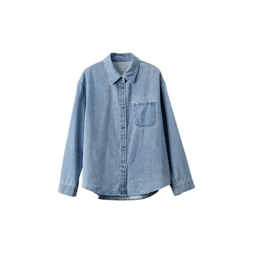 XIANGYING Shirts Women's Denim Blue