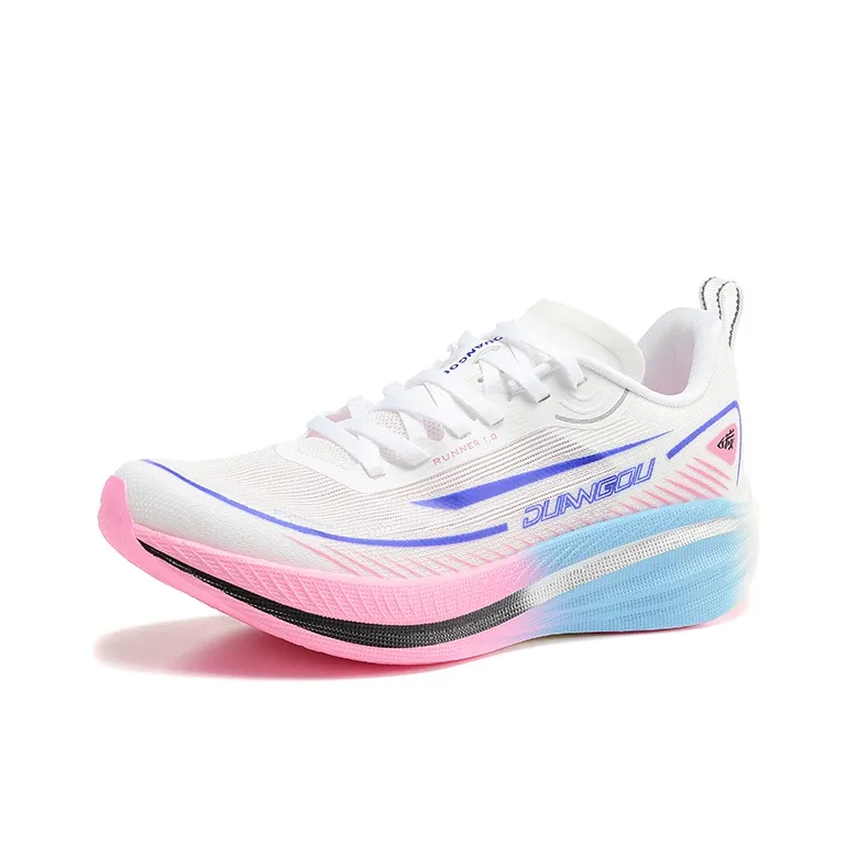 DUANGOU Cushioning Anti Slip And Wear Resistant Breathable Rebound Low Top Sports Running Shoes Unisex Pink Blue-5