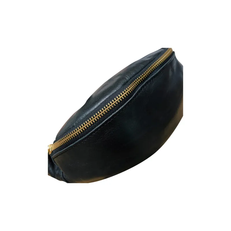 DOSRFINI Top Grain Cow Leather Fanny Pack Trumpets Unisex Black/Jasper/Brown Yellow/Coffee-5