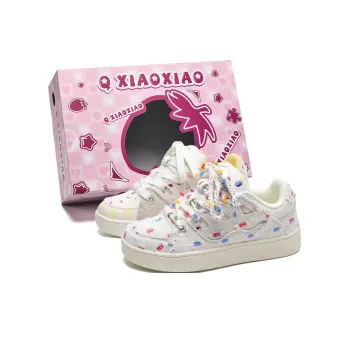 Circle small Skateboard Shoes Unisex Low-Top White