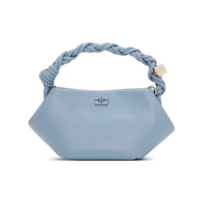 GANNI Recycled Leather Shoulder Bag Crossbody Bag Handbag Mini Women's Blue-0