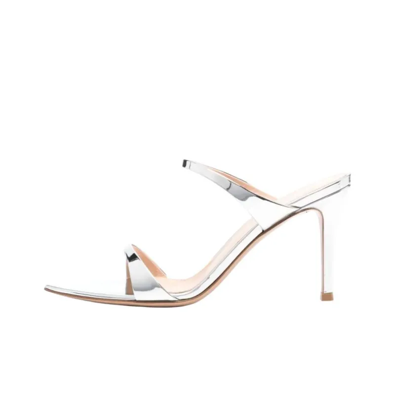 GIANVITO ROSSI Slide Slippers 8.5cm Women's Silver-0