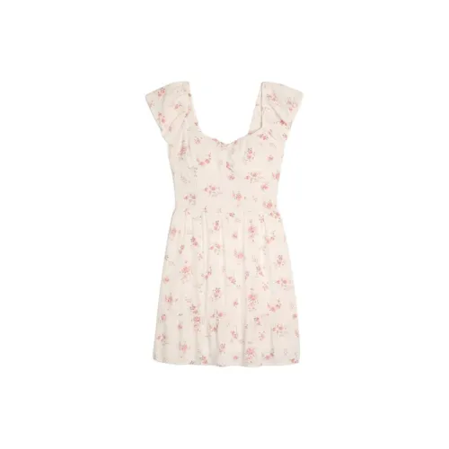 Hollister Short-Sleeved Dresses Women's White Floral Pattern