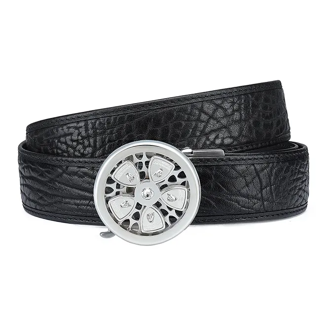Automobili Lamborghini Top Grain Cow Leather Belt, Elegance Emotional Intelligence Belt Men's Width 3.45CM Gift Box Set-2