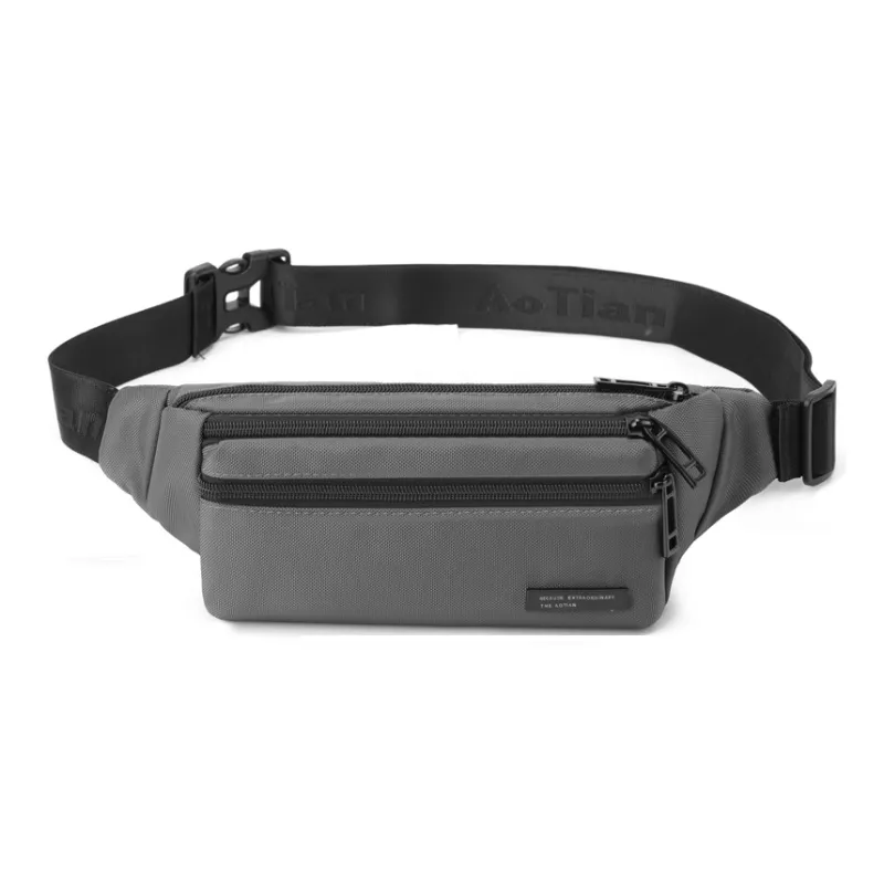Yalu Nylon Fabric Crossbody Bag, Fanny Pack Regular Men's Gray/Black/Dark Blue-0