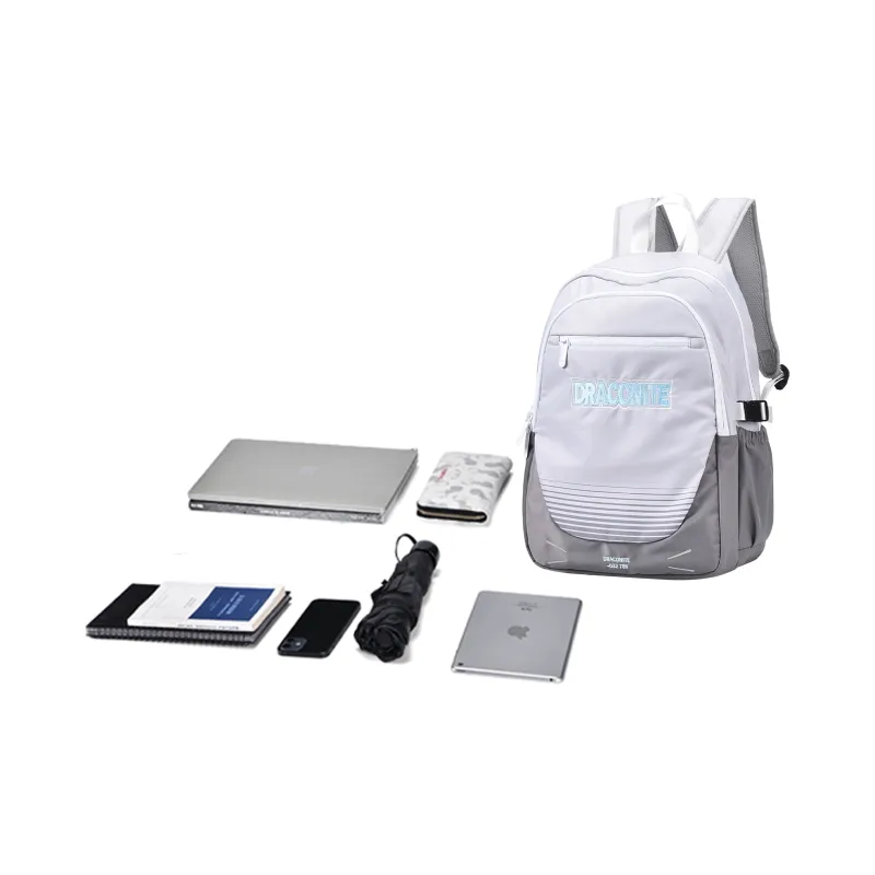 DRACONITE Polyester Students Backpack Regular Unisex Gray White-4