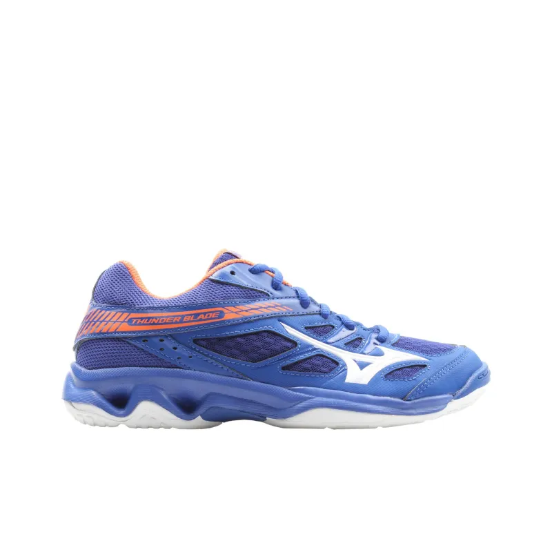 Mizuno Anti Slip And Wear Resistant Breathable Low Top Volleyball Shoes Unisex Blue White Orange-2