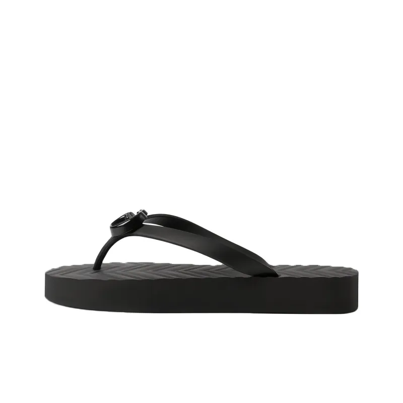 GUCCI Women's Chevron Thong Sandal 'Black' Women's-0
