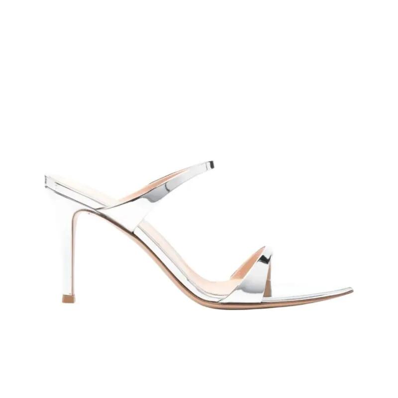 GIANVITO ROSSI Slide Slippers 8.5cm Women's Silver-1