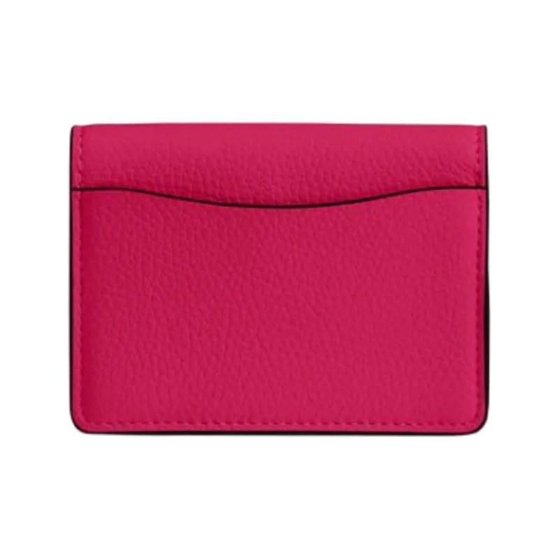 COACH Flap Card Case Cow Leather Shoulder Bag Crossbody Bag Wallet Card Holder Mini Women's Rose Red-1