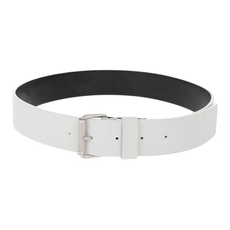 OFF-WHITE Black White Design Calfskin Leather Belts Women's White Width: 4cm-0