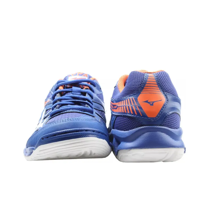 Mizuno Anti Slip And Wear Resistant Breathable Low Top Volleyball Shoes Unisex Blue White Orange-4