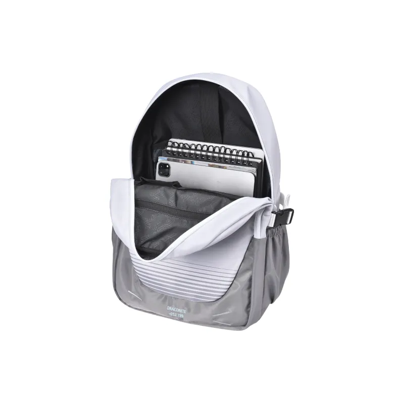DRACONITE Polyester Students Backpack Regular Unisex Gray White-3