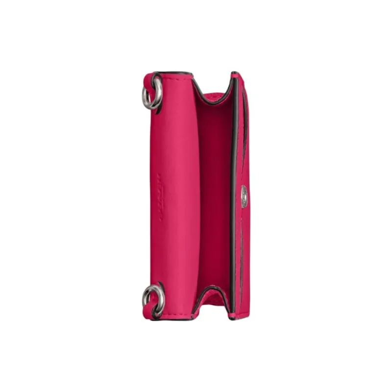 COACH Flap Card Case Cow Leather Shoulder Bag Crossbody Bag Wallet Card Holder Mini Women's Rose Red-2